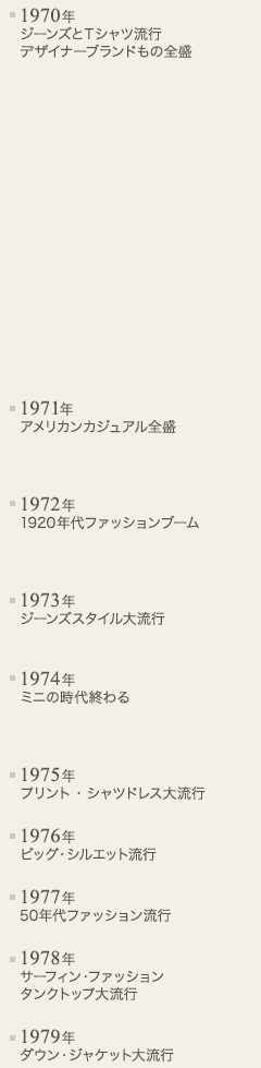 1970ǯ 󥺤ȣԥή ǥʡ֥ɤ 1971ǯ ꥫ󥫥奢 1972ǯ 1920ǯեå֡ 1973ǯ 󥺥ή 1974ǯ ߥˤλ彪 1975ǯ ץȡĥɥ쥹ή 1976ǯ ӥå륨åή 1977ǯ 50ǯեåή 1978ǯ ե󡦥եå 󥯥ȥåή 1979ǯ 󡦥㥱åή